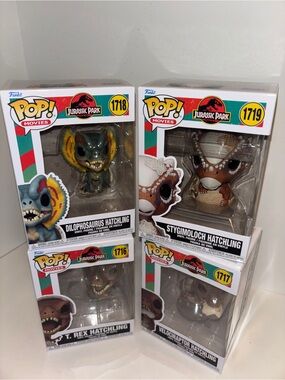 Funko Jurassic Park Hatchling 4-Pack Vinyl Figures - Green, Brown, Tan, Gray